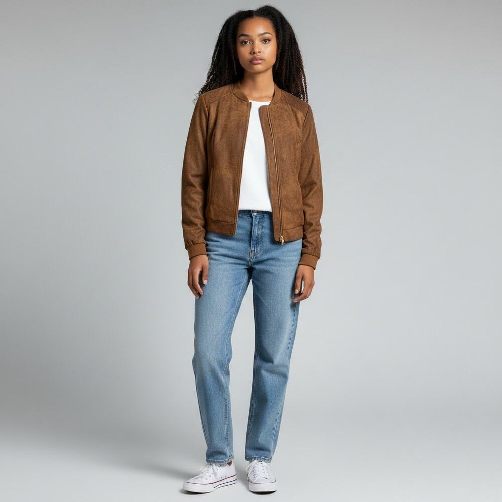 Blanc Noir BNCI Brown Faux Suede Jacket Size M Zip